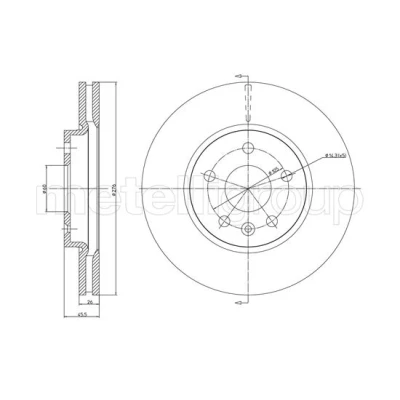 Abbildung von METELLI 23 1001C Bremsscheibe 276,0 26,0 5 60,0 Belüftet lackiert OPEL: Astra J Sports Tourer, Schrägheck, K Tourer