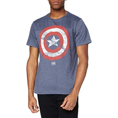 Abbildung von Marvel Herren Captain America Shield T Shirt, Graublau, XL EU