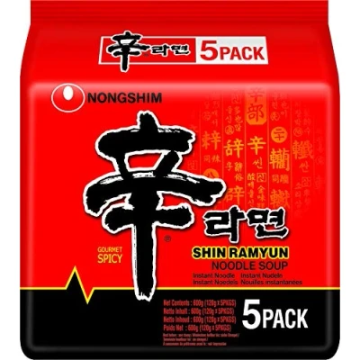 Abbildung von Nong Shim Instant Nudeln Shin Ramyun, Koreanische Heißlamellensuppe Schnelle Zubereitung Multipack 120G x 5 8 (4,8kg)