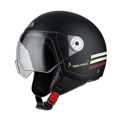 Abbildung von NZI Unisex Adult Vintage 3 Helmet, TRIBAND Black&amp;Burgundy, S
