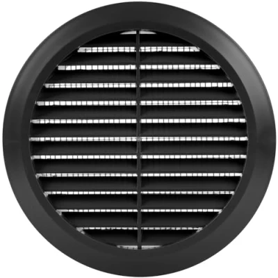 Abbildung von Vent Systems 125 mm Schwarz Lüftungsabdeckung Runde Lüftungsschlitze Grillabdeckung Integrierter Insektenschutz HVAC Lüftungsöffnungen für Badezimmer, Heimbüro, Küche