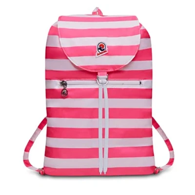 Abbildung von Invicta Tagesrucksack, Backpack für Reise Ausflüge &amp; Freizeit; Damen Herren, mit Hüftgurt faltbar weiß/pink, zweifarbiges Muster, 8 LT, Extra leicht, MINISAC NEXT