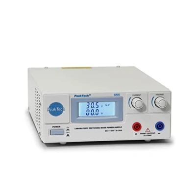 Abbildung von Peak Tech P 6155 Digitales Labor Netzteil C 1 30 V/ 0 20A mit beleuchteter LCD Anzeige, Zuverlässsiges Schalt Netzgerät, Überspannungsschutz, DC Ausgang, Ausgangsleistung: 600 W 214 x 87 336 mm