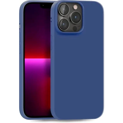 Abbildung von MyGadget Hülle kompatibel mit iPhone 13 Pro robuste Handyhülle TPU Case Slim Silikonhülle Back Cover Kratzfest Schutzhülle matt Dunkelblau
