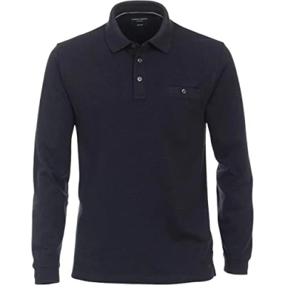 Abbildung von Casamoda Langarm Gestreift Poloshirt, Herren, Größe: Medium, Blau