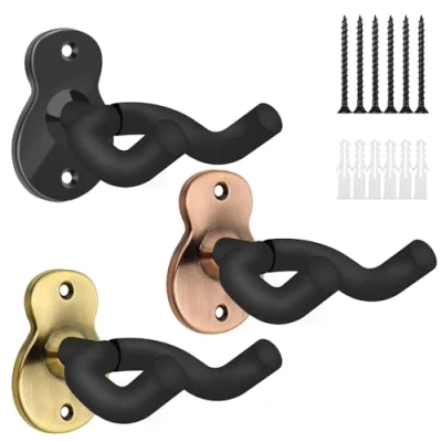 Abbildung von Yumzeco 3 Stück Gitarrenhalter für Die Wand Gitarren Wandhalterung Gitarre Ukulele Ständer Wandhalter Acoustic Electric Klassische Bassgitarre Violine Zubehör…