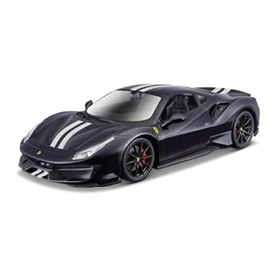 Abbildung von Bburago Ferrari 488 Pista (2018): Modellauto im Maßstab 1:24, Race &amp; Play Serie, Türen beweglich, blau (18 26026B)