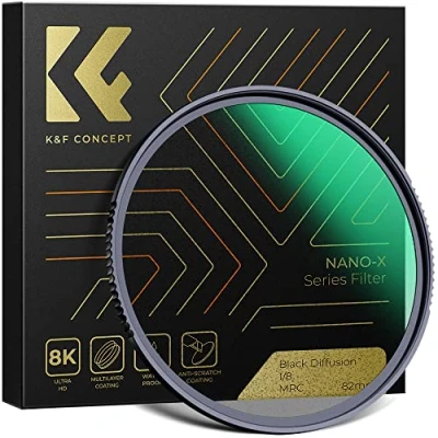 Abbildung von K&amp;F Concept Nano X Black Mist 1/8 Filter 62mm Promist aus Optisches Glas mit 28 facher Beschichtung, Diffusion für Videoaufnahmen/Portraitfotografie