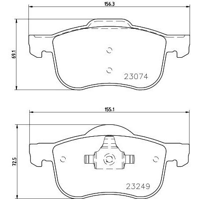Abbildung von HELLA 8DB 355 006 851 Bremsbelagsatz nicht für Verschleißwarnanzeiger vorbereitet VOLVO: V70 2, S60 I, S80 I