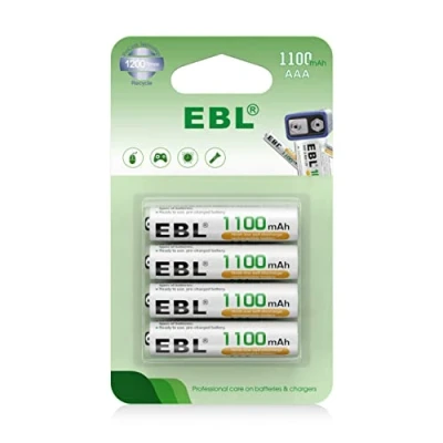 Abbildung von EBL AAA Akku 1100mAh mit hoher Kapazität, wiederaufladbar Batterien,1.2V Micro AAA, 4er Pack