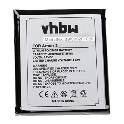 Abbildung von vhbw Akku kompatibel mit Ulefone Armor 2 Handy Smartphone Telefon (4700mAh, 3,8V, Li Ion)