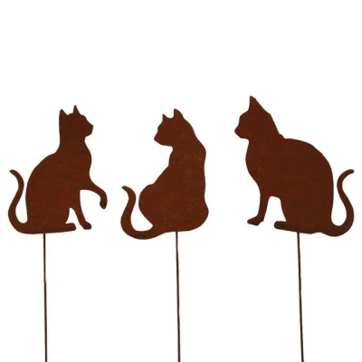 Abbildung von UNUS GARDEN Gartenstecker Stecker Rost Katzen im 3er Set