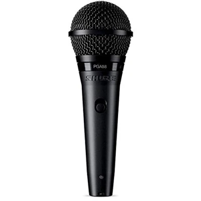 Abbildung von Shure PGA58 Dynamisches Mikrofon Handheld Vokalmikrofon mit Ein/Aus Schalter, 3 pin XLR Anschluss, 15 &#039;XLR zu QTR Kabel, Standadapter und Reißverschlussbeutel (PGA58 E)