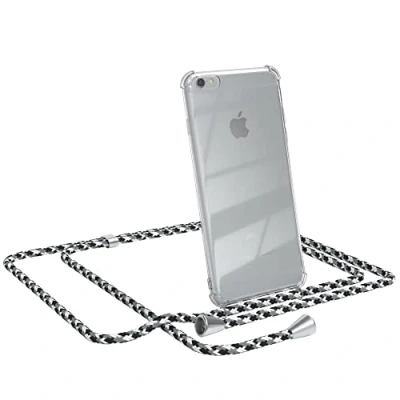 Abbildung von EAZY CASE Handykette kompatibel mit iPhone 6 / 6S Handyhülle Umhängeband, Handykordel Schutzhülle, Silikonhülle, Hülle Band, Stylische Kette für Smartphone, Schwarz Camouflage