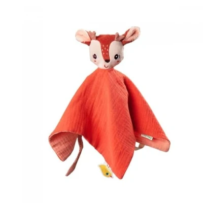 Abbildung von LILLIPUTIENS Doudou Puppe Stella das REH, Bio Baumwolle, mit Schnullerclip und Namensschild, sehr weicher Stoff, 32 x cm, ab Geburt 83385