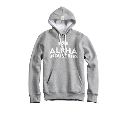 Abbildung von Alpha Industries Print Kapuzenpullover, Herren, Größe: 3XL, Grey heather