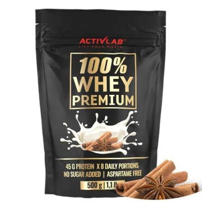 Abbildung von Activlab 100% Whey Premium, 500g 16 Portionen á 23G Protein Pulver Mit 6,9G BCAA für Muskelaufbau und Regeneration Enthält Glutamin Wenig Zucker, Fett Zimtgeschmack