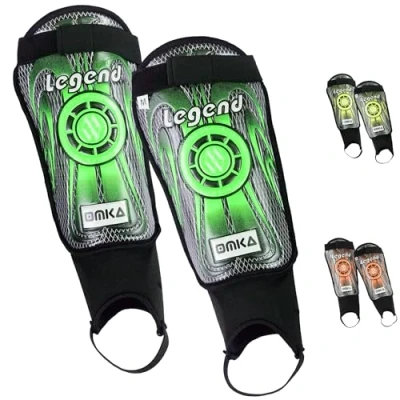 Abbildung von OMKA Legend Schienbeinschoner Schienbeinschützer Shin Guard Fußball Knöchelschutz (Grün, L)