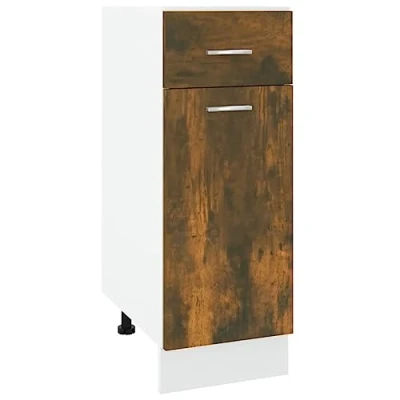 Abbildung von vidaXL Unterschrank, Küchenschrank mit Schublade 2 Fächern, Geschirrschrank für Küche, Küchenunterschrank Schrank Küchenmöbel, Räuchereiche