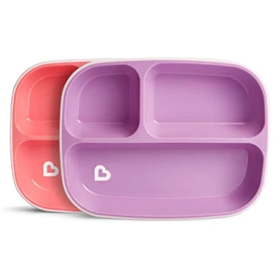 Abbildung von Munchkin Splash 2 teiliges Kleinkind Teller Set Baby Essgeschirr mit Babytellern Beikost Geschirr Ab 6 Monaten, BPA frei Pink/Lila