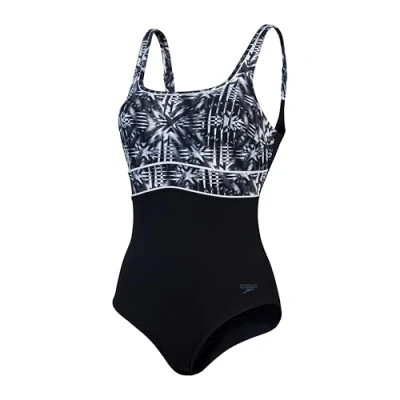 Abbildung von Speedo Formender ContourEclipse Badeanzug Shapewear Schwimmbekleidung für Strand und Urlaub Damen, Schwarz, Oxidgrau, Weiß, 32