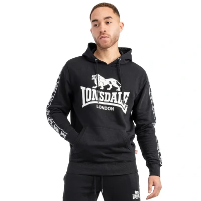 Abbildung von Lonsdale Normale Passform Scousburgh Kapuzenpullover, Herren, Größe: XL, Black white
