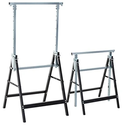 Abbildung von HOMCOM Sägebock 2 x Gerüstbock Unterstellbock Klappbock, 200 kg max. Belastbarkeit, (klappbar, St., höhenverstellbar), 68 58 80 130 cm