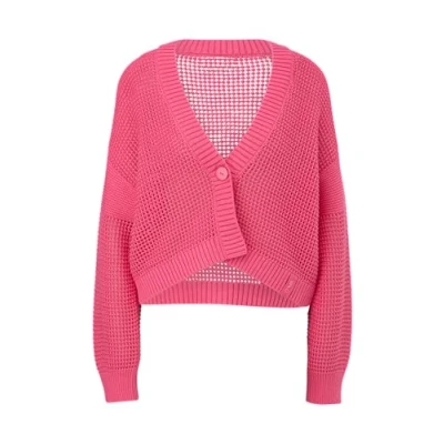 Abbildung von comma casual identity Lochmuster Strickjacke, Damen, Größe: Large, Pink