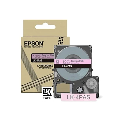 Abbildung von Epson Etikettenkassette, mattes Beschriftungsband LK 6RBJ schwarz auf rot, langlebiges Band für LabelWorks Etikettendrucker, wasser &amp; verschleißfest, 8 m x 24 mm