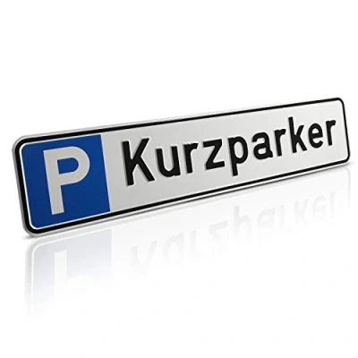 Abbildung von Betriebsausstattung24 Geprägtes Parkplatzschild aus Aluminium in Nummernschildform Kurzparker KFZ Kennzeichen für Ihren Parkplatz &amp; Stellplatz 52,0 x 11,0 cm