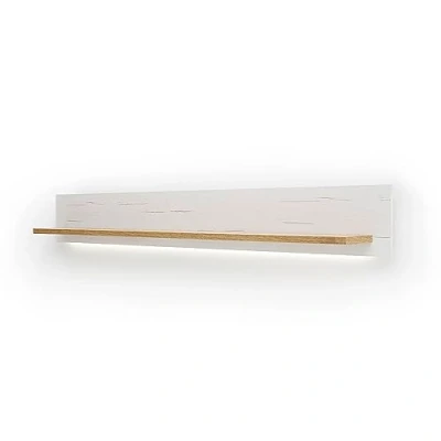 Abbildung von Lomadox Wandregal inkl. LED Beleuchtung in Pinie weiß mit Eiche Nb. im Landhaus Stil, Wandboard, Board, Regal, Hängeregal, Schweberegal, Wohnzimmer B/H/T ca. 181/24/22 cm