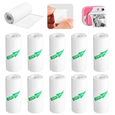Abbildung von 10 Stück Mini Drucker Aufkleberpapierrolle, Kamera Thermopapier, Thermodrucker Aufkleberrolle, Papier, Tintenfreies Druckpapier, einfach auszutauschen