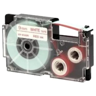 Abbildung von Casio EZ Label Printer XR 9WER1 Schriftband selbsthaftend 9 mm x 8,0 m rot auf weiß