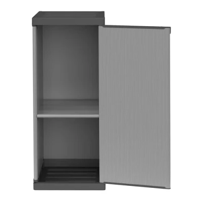 Abbildung von Mongardi W2016 Schrank aus Harz PVC und PP, 1 Tür, Einlegeboden, einfache Montage, modulares System, robust, geeignet für Innen Außenbereiche, 34 L x 40 T 85 H cm, Schwarz Grau,