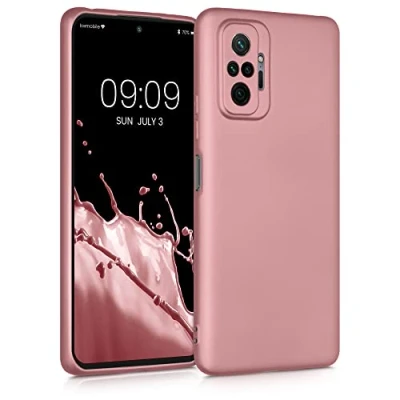 Abbildung von kwmobile Case kompatibel mit Xiaomi Redmi Note 10 Pro Hülle Schutzhülle aus Silikon metallisch schimmernd Handyhülle Metallic Rosegold