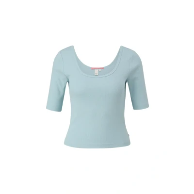 Abbildung von QS MIT Tiefem Rundhalsausschnitt Tshirt basic, Damen, Größe: Small, Helles türkis