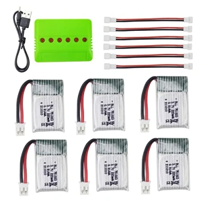 Abbildung von ZYGY 6St. 3.7V 220mAh Lipo Batterie &amp; 6in1 Balance Ladegerät für E010 E010C E011 E011C E013 GoolRC T36 NINHUI NH010 F36 H36 HS210 SANROCK GD65A ATOYX AT 66 Quad Rotor Drohne
