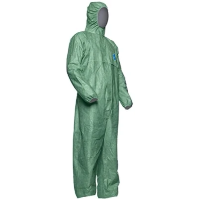 Abbildung von DuPont Tyvek 500 Xpert Chemikalienschutzkleidung mit Kapuze, KategorieII, Typ 5 B und 6 Robust Leicht Grün Größe L