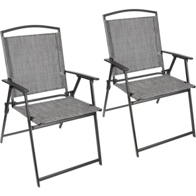 Abbildung von BRUBAKER Campingstuhl Bergamo Camping Gartenstuhl wetterfest und platzsparend (Balkonstuhl klappbar, 2 St), Klappstuhl für Garten, Terrasse Balkon Grau Meliert