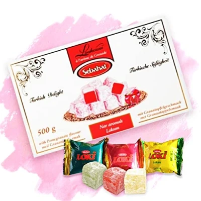 Abbildung von SEBAHAT Türkischer Honig Lokum Turkish Delight / Granatapfel Nar + 3 Loki GRATIS dazu