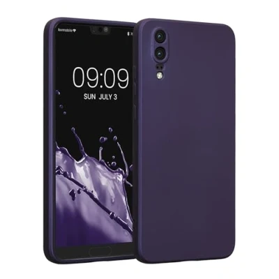 Abbildung von kwmobile Handyhülle kompatibel mit Huawei P20 Hülle weiche Silikon Case metallisch schimmernd in Metallic Blauviolett