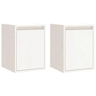 Abbildung von vidaXL 2X Wandschrank Hängeschrank TV Schrank Holzschrank Möbel Regal Aufbewahrung Wohnzimmer Bücherschrank Weiß 30x30x40cm Massivholz Kiefer