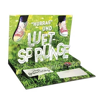 Abbildung von KE Exklusive 3D Pop Up Geburtstagskarte mit Glitter, Einzigartige Motivkarte Hurra, Hochwertige Popup Karte für besondere Anlässe