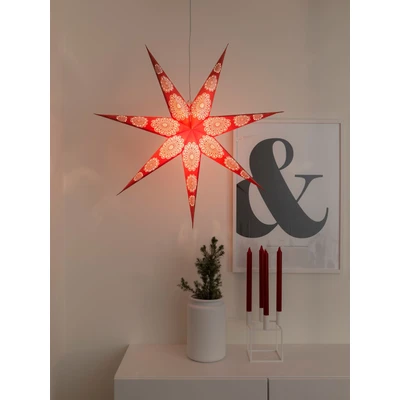 Abbildung von KONSTSMIDE Dekostern Weihnachtsstern, Weihnachtsdeko rot, 1 St., roter Papierstern, LED Stern, 7 Zacken