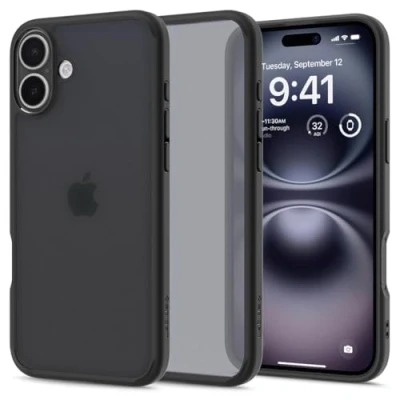 Abbildung von Spigen für iPhone 16 Plus Hülle [Anti Yellowing] Ultra Hybrid Case Handyhülle Schutzhülle Cover Transparent Durchsichtig Dünn Slim Frost Black