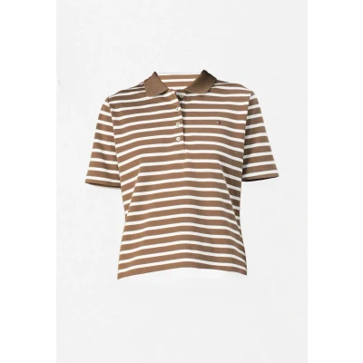 Abbildung von Tommy Hilfiger Damen 1985 Reg Pique Polo Ss Ww0ww43224 S/S Poloshirt, Brown (Hunter Brown/Ecru STP), 3XL