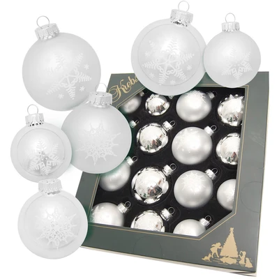 Abbildung von Krebs Glas Lauscha Weihnachtsbaumkugel &quot;Schneeflocke silberfarben&quot;, (Set, 16 St.), Weihnachtsdeko, Christbaumschmuck, Christbaumkugeln aus