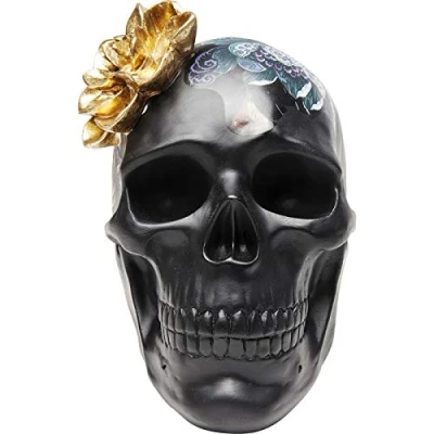 Abbildung von Kare Design Deko Objekt Flower Skull, Helloween deko, Accessoire, Wohnzimmer, Dekofigur, Schwarz, 22,3x24x17,1cm