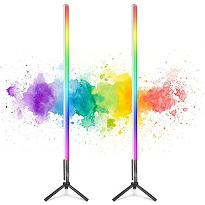 Abbildung von LUXCEO 2 Stück 120cm LED Video Lichtstab Mood1,LED Handheld Fotografie Lichtdimmbar und Speicher, integrierter Akku, RGB Fotolampe für YouTube, TikTok, Spiel Streaming, Partybar,Foto Beleuchtung