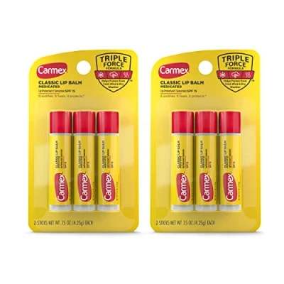 Abbildung von Carmex Classic Stick Medizinischer Lippenbalsam, 4 ml, 2 Packungen à 3 Stück